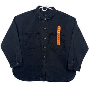 Hudson Jeans Womens Size XXL Denim Jacket Charcoal Gray Oversized 2XL Grey New